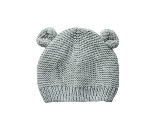 Caciula gri din tricot, cu urechiuse
