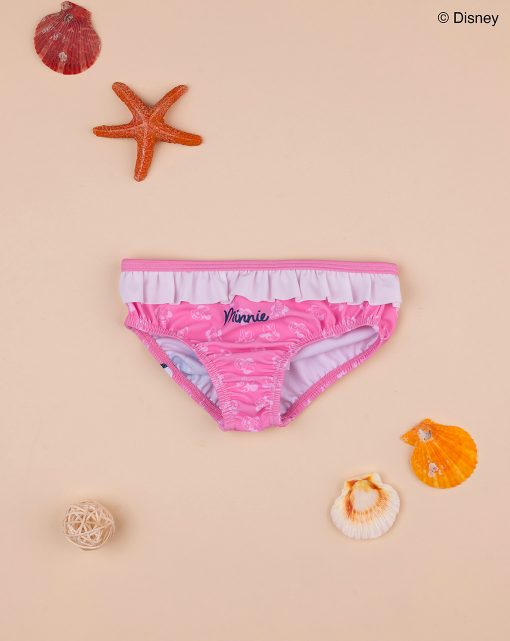 Slip baie roz Minnie cu volane