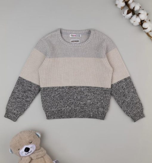 Pulover baieti din tricot cu dungi
