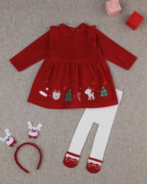 Set velur Rochie si dresuri Christmas