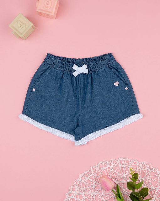 Pantaloni scurti denim cu fundita