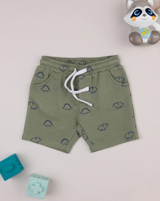 Pantaloni scurti kaki cu dinozauri