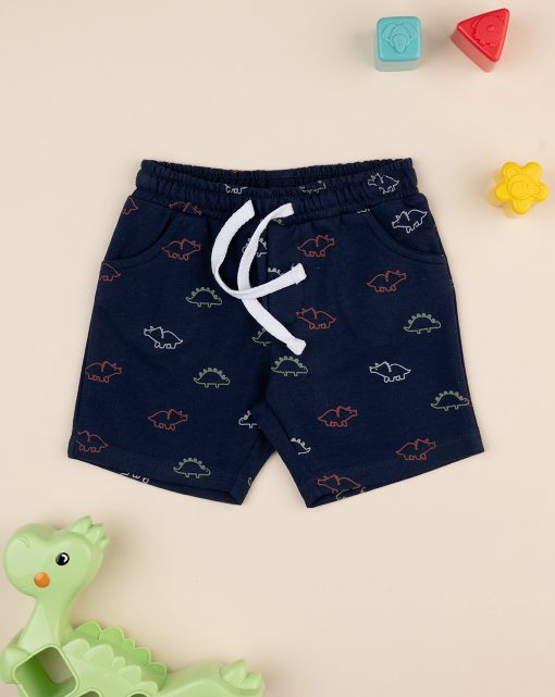Pantaloni scurti albastri cu dinozauri