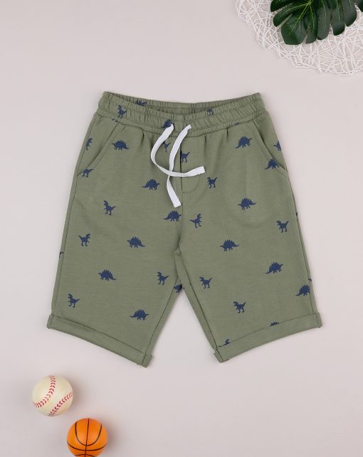 Pantaloni scurti kaki cu Dinozauri