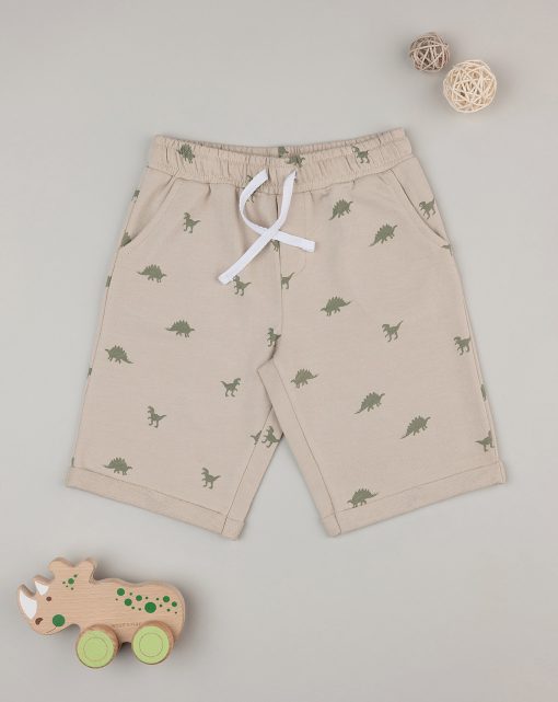 Pantaloni scurti bej cu Dinozauri