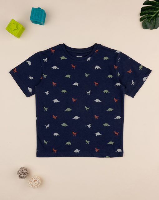 Tricou bleumarin cu Dinozauri