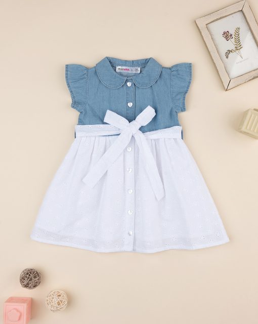 Rochie denim si dantela