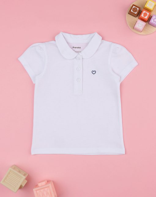 Tricou polo alb Heart