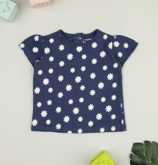 Tricou albastru cu margarete