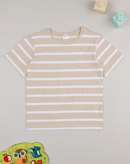 Tricou cu dungi bej