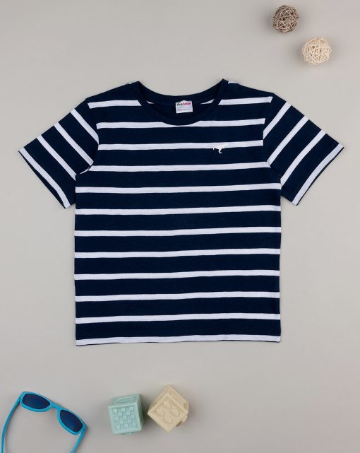 Tricou cu dungi bleumarin