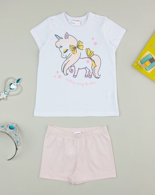 Pijamale maneca scurta Unicorn