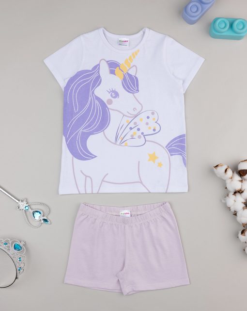 Pijamale maneca scurta Unicorn