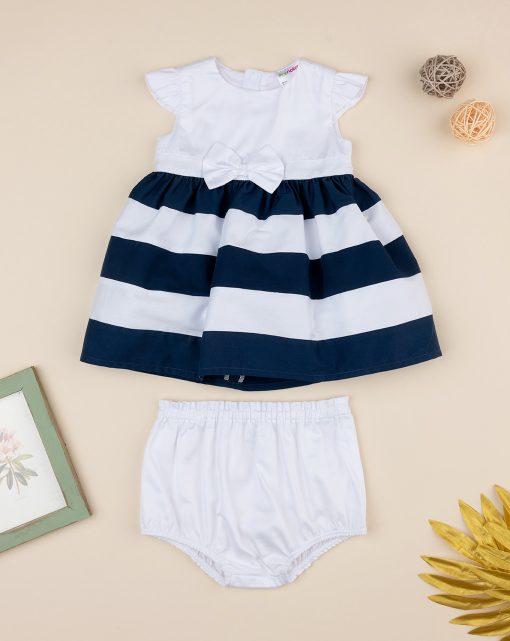 Rochie eleganta in dungi pentru nou-nascuti