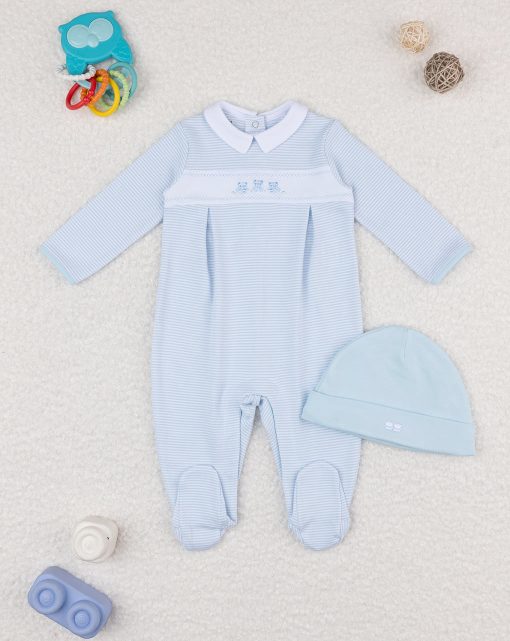 Set salopeta si caciula bleu