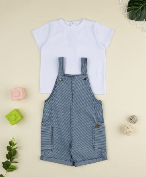 Set tricou si salopeta denim