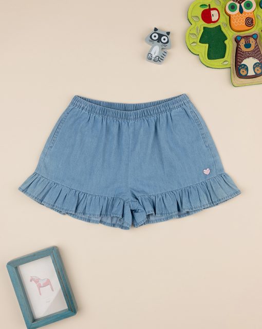 Pantaloni scurti denim cu volan