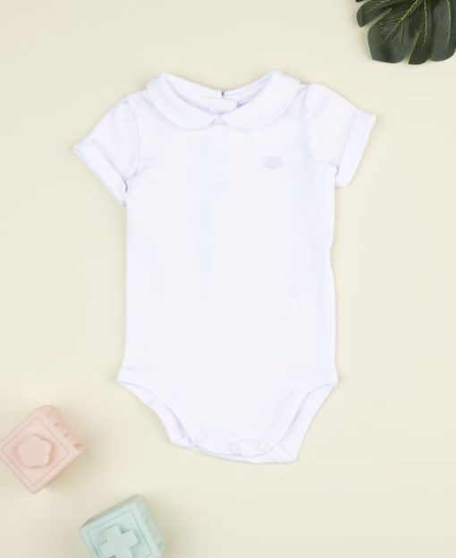 Body maneca scurta alb elegant
