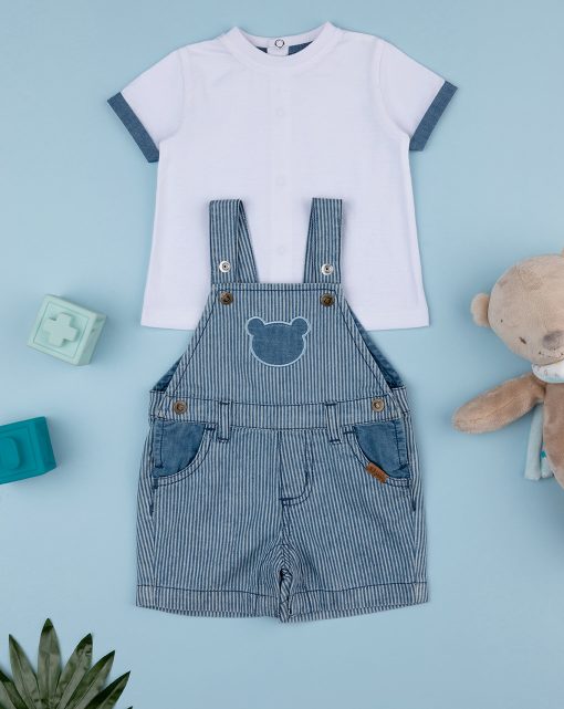 Set salopeta denim si tricou bebelusi