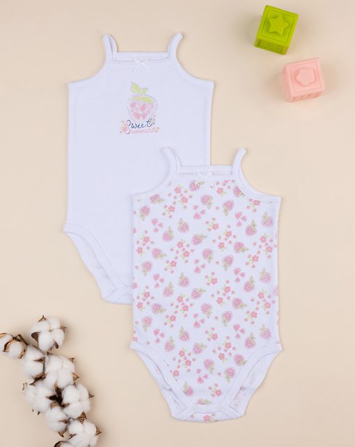 Set bodyuri fara maneca cu capsuni