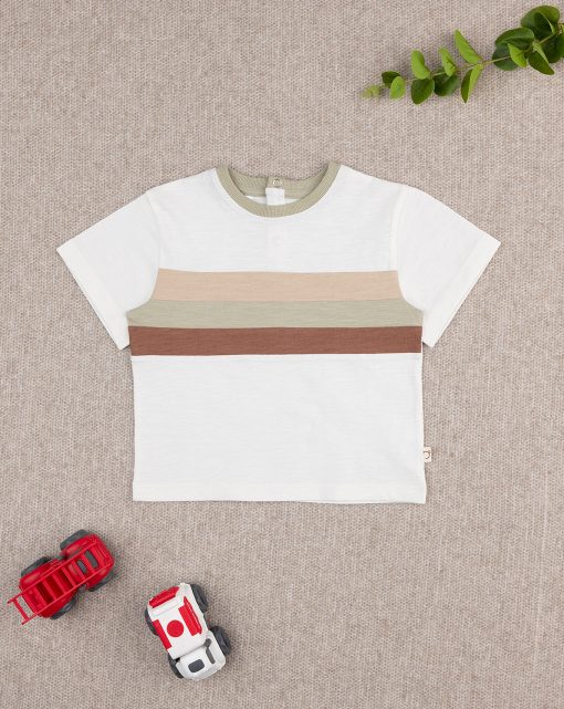 Tricou maneca scurta bej Happiness