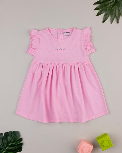 Rochie roz cu broderie