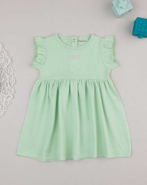Rochie verde cu broderie