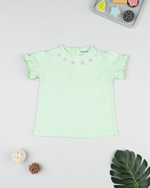Tricou verde cu broderie