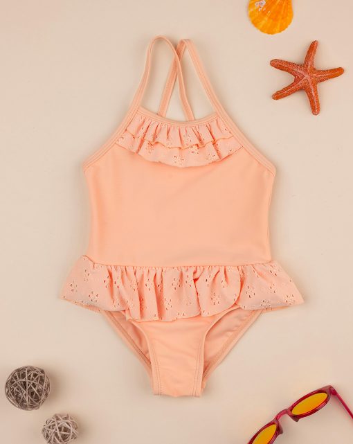 Costum de baie cu volane portocalii