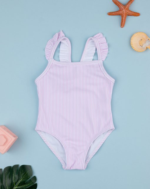 Costum de baie cu dungi roz