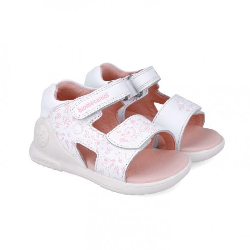 Sandale albe cu print jucaus