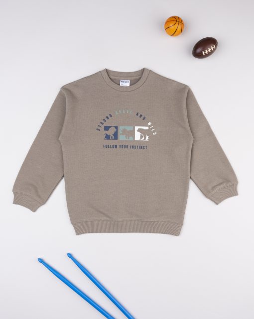 Bluza gri cu dinozauri